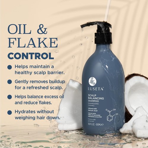 Luseta Scalp-Balancing Shampoo - Anti-Dandruff Formula with Salicylic Acid | pH-Balanced, 16.9 Fl Oz