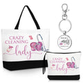 Kacctyen 3 Pcs Housekeeping Appreciation Gift, Housekeeping Week Tote Bag Cosmetic Makeup Bag Cleaning Keychain for Cleaning Service Staff Coworker