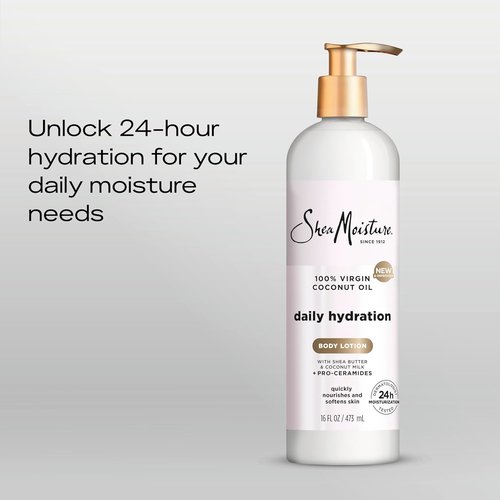 SheaMoisture Daily Hydration Body Lotion - Nourishing Coconut Oil & Shea Butter, 24H Moisturizing, 16 oz