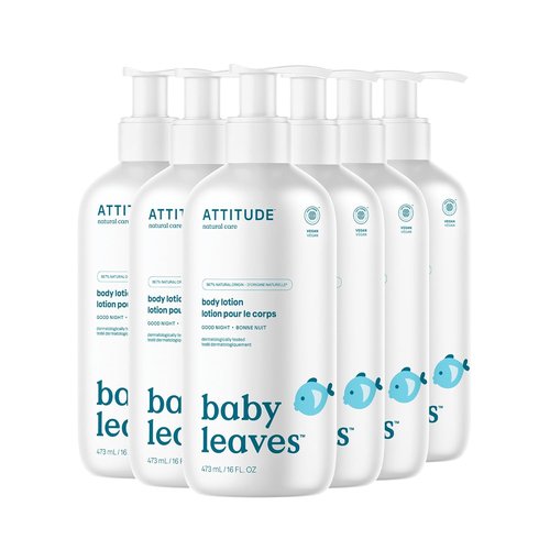 ATTITUDE Baby Lotion - EWG Verified Moisturizer, Vegan & Cruelty-Free, Good Night, 16 Fl Oz (Pack of 6)