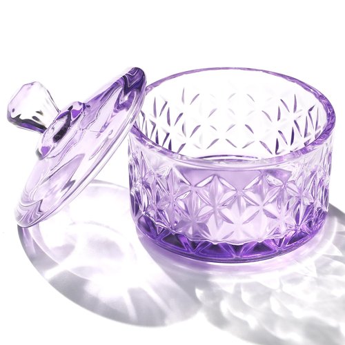 BOMOQING Nail Dappen Dish with Lid, 60ml Large Nail Monomer Dish, Glass Nail Cup for Holding Acrylic Liquid Acrylic Nail Powder Nail Decor Monomer Acrylic Nail Liquid (Purple)