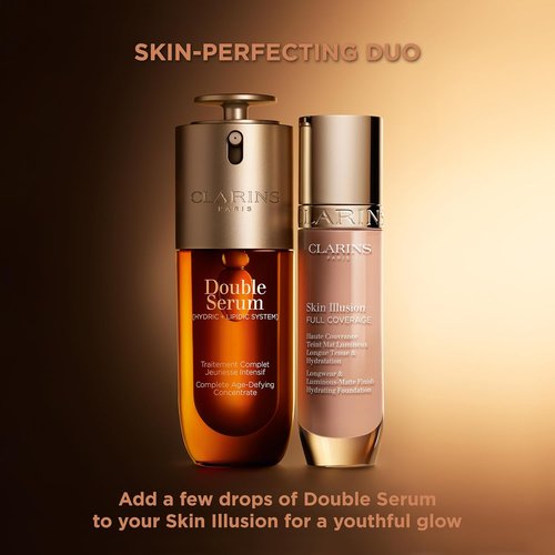 Clarins Skin Illusion Foundation - Longwear Full Coverage with Luminous Matte Finish | 24H Hydration & Hold | 1 Fl Oz