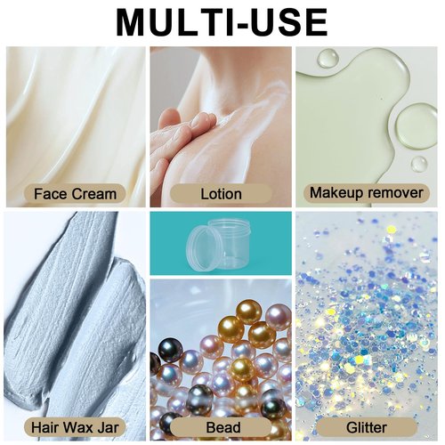 TSA Approved Wide Mouth Travel Size Containers, PP Clear & White Leak Proof Travel Plastic Jars with Lids for Creams Lotion Cosmetic, Jewelry Beads, Sample, Small Items Storage (3.4 oz, 8 Pcs)