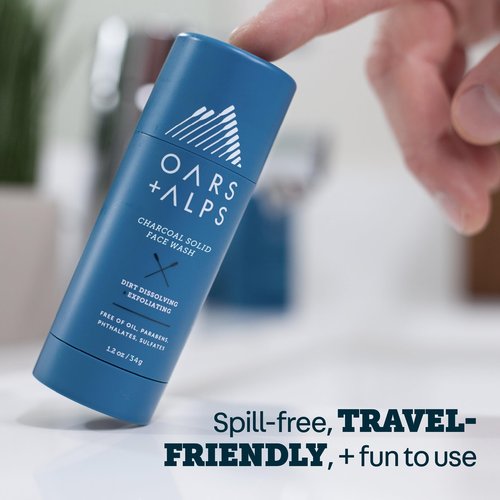 Oars + Alps Face Wash with Activated Charcoal, Exfoliating Facial Cleanser, Cleansing, Refreshing, TSA Friendly, 1.4 Oz, 2PK