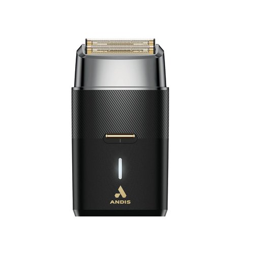 Andis Pro Foil Plus II Cordless Shaver - Gold Titanium Foils, Lithium Ion Battery, USB-C Charging Stand, Black