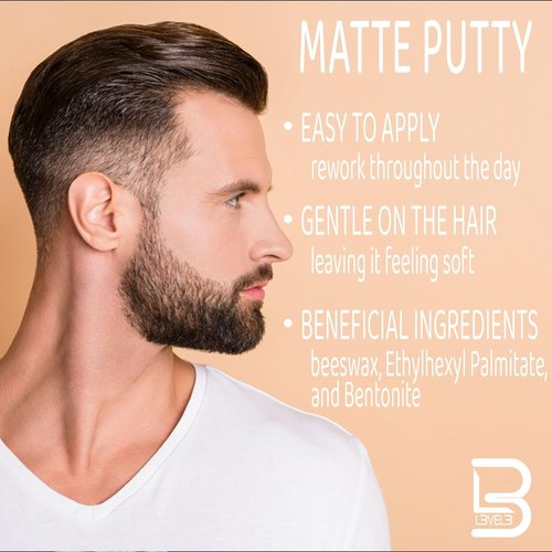 L3 Level 3 Matte Putty - Texturizing Hair Grooming Product for Men & Women - 3.5 Ounce Matte Finish