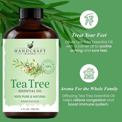 Handcraft Blends Tea Tree Essential Oil - 100% Pure & Natural 4 Fl Oz - Premium Grade for Diffusers, Aromatherapy & Skin Care