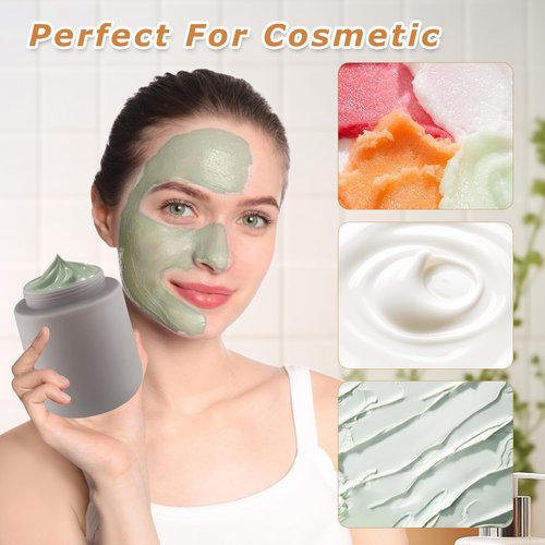16.9oz/500g Plastic Containers Empty Cosmetic Jars Large Makeup Sample Storage Pot with Lid & Inner Liner for Lotion Cream Ointments DIY Makeup Travel - 3 Pcs-Grey