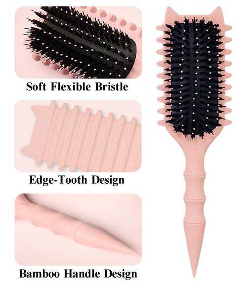 Skiennix Curly Hair Brush - Volume & Curl Defining Tool for Effortless Styling | Pink