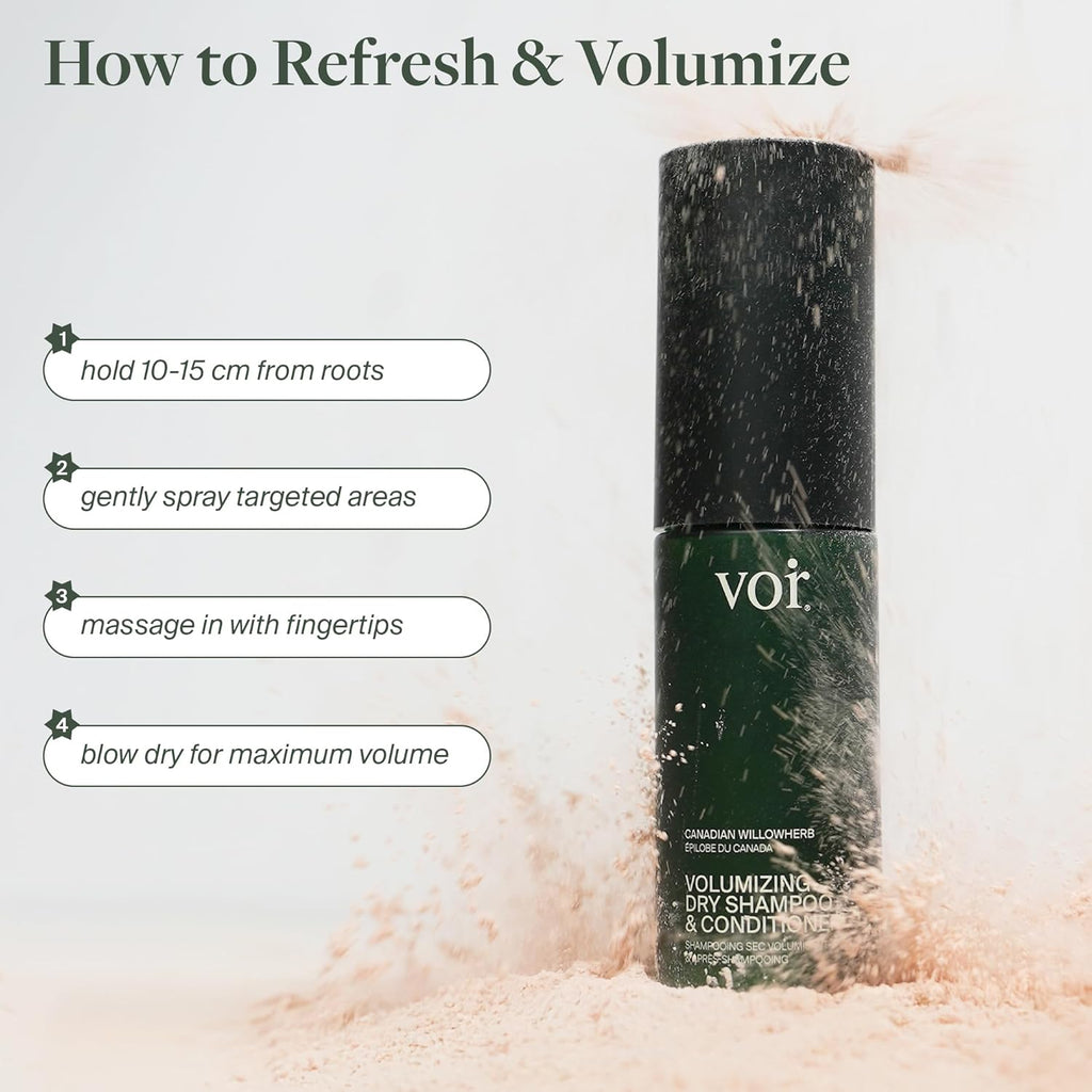 Voir Haircare Volumizing Dry Shampoo & Conditioner - Organic Powder with Willowherb & Green Tea | Travel Size 0.67 oz