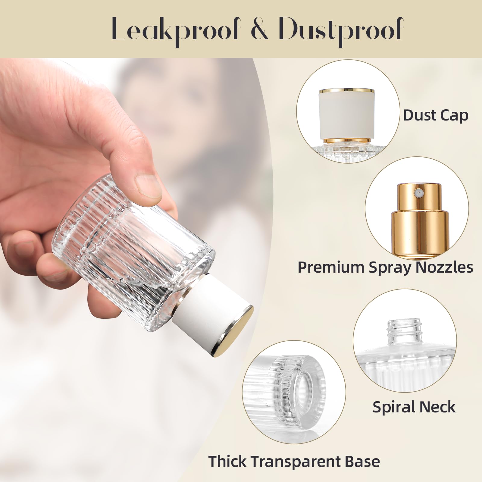 ZHENGYAOYANG 3 Packs Mist Spray Bottle, Small Cologne Travel Spray Bottles, 50ML Reusable Perfume Spray Bottle for Sample Dispenser, Liquid Cosmetic and Home Decor, White Cap