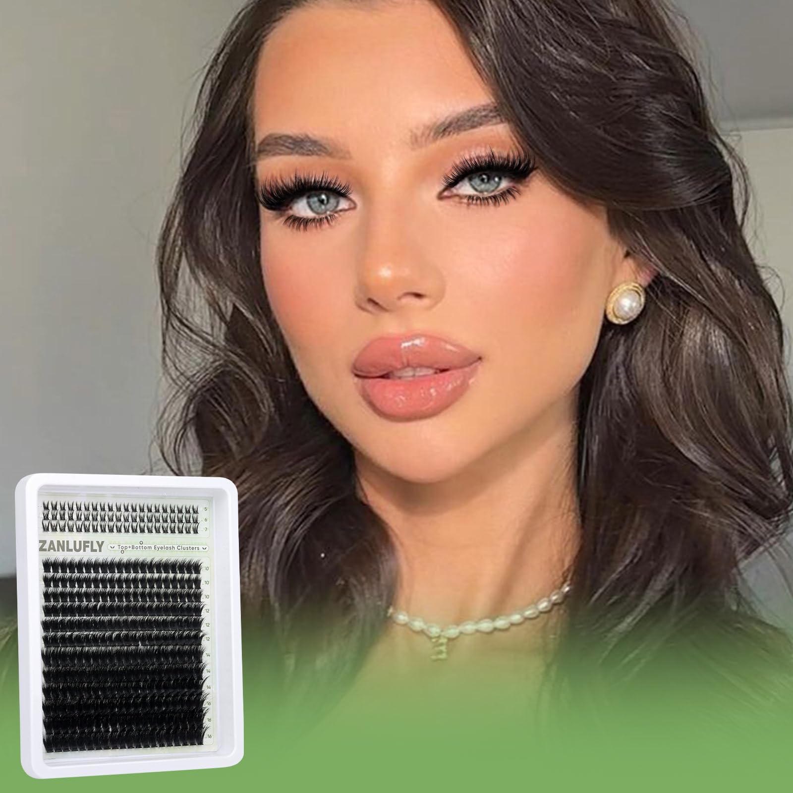 Volume Lash Clusters with 5-7MM Bottom Lashes D-curly Eyelash Clusters Wispy Lash Extension 300Pcs Individual Lashes Thin Band Cluster Eyelash Extension 10-16MM Cluster Lashes DIY at Home by ZANLUFLY