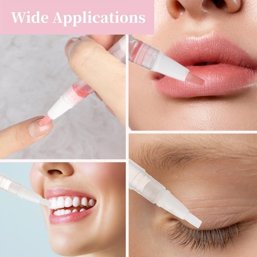 50 Pack Empty Cuticle Oil Pen 3ml Refillable Transparent Twist Pens, Empty Nail Oil Pen with Brush Tip, Eyelash Growth Liquid Tube, Cosmetic Lip Gloss Container for Applicators