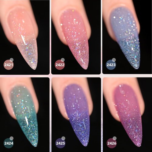 GAOY Glitter Jelly Gel Nail Polish Set of 6 Colors Including Pink Green Blue Purple Reflective Gel Polish Kit for Nail Art DIY Manicure and Pedicure at Home