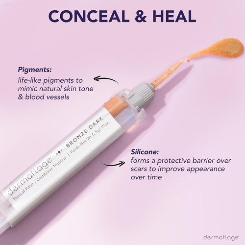 Dermaflage Scar Filler Kit - Waterproof Concealer for Deep Scars - Bronze Dark, 1 Month Supply