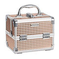 FRENESSA Makeup Case - Portable Train Case with Mirror & Lock | Rose Gold Cosmetic Organizer