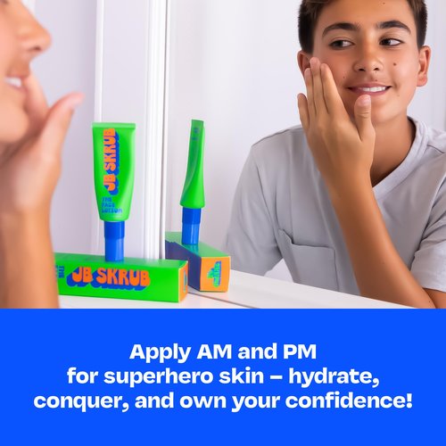 JB SKRUB Face Lotion and Foaming Face Wash for Sensitive Skin - AM + PM Skincare Duo - pH Balanced, Blue Light Defense - Kid and Teen Radiance