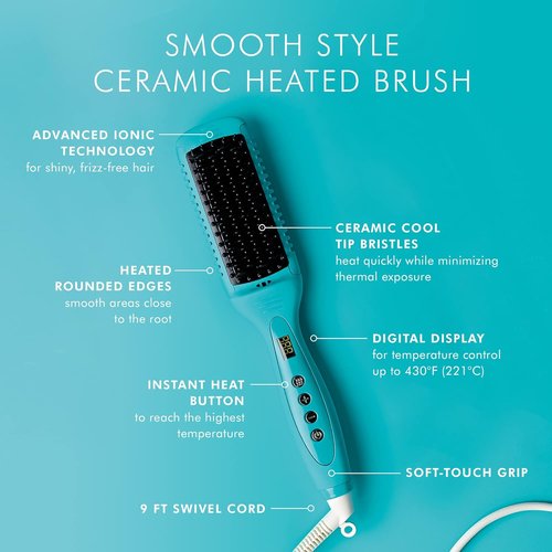 Moroccanoil Smooth Style Heated Brush & Perfect Defense Spray Bundle - Ultimate Hair Care Set