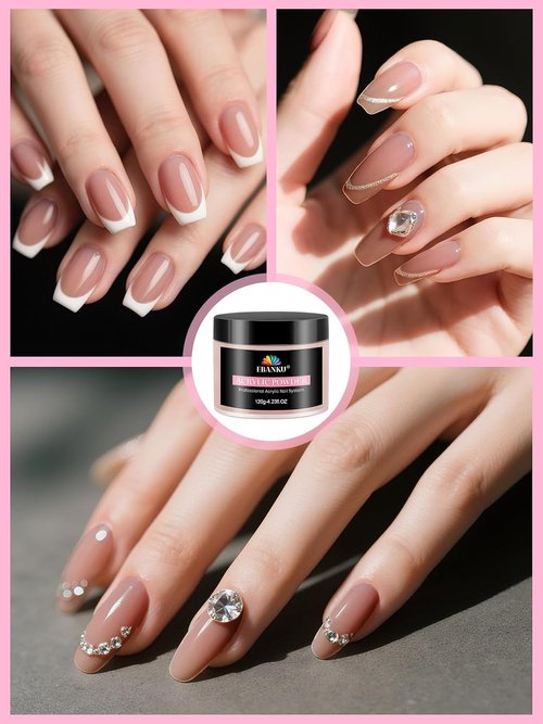 EBANKU Acrylic Nail Powder - Rosy Colors, 120g | Professional Long-Lasting Formula, No Lamp Needed