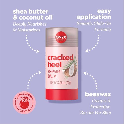 Onyx Professional Cracked Heel Repair Balm Stick - Moisturizing Treatment for Dry Feet, Coconut Scent, 1 Pack