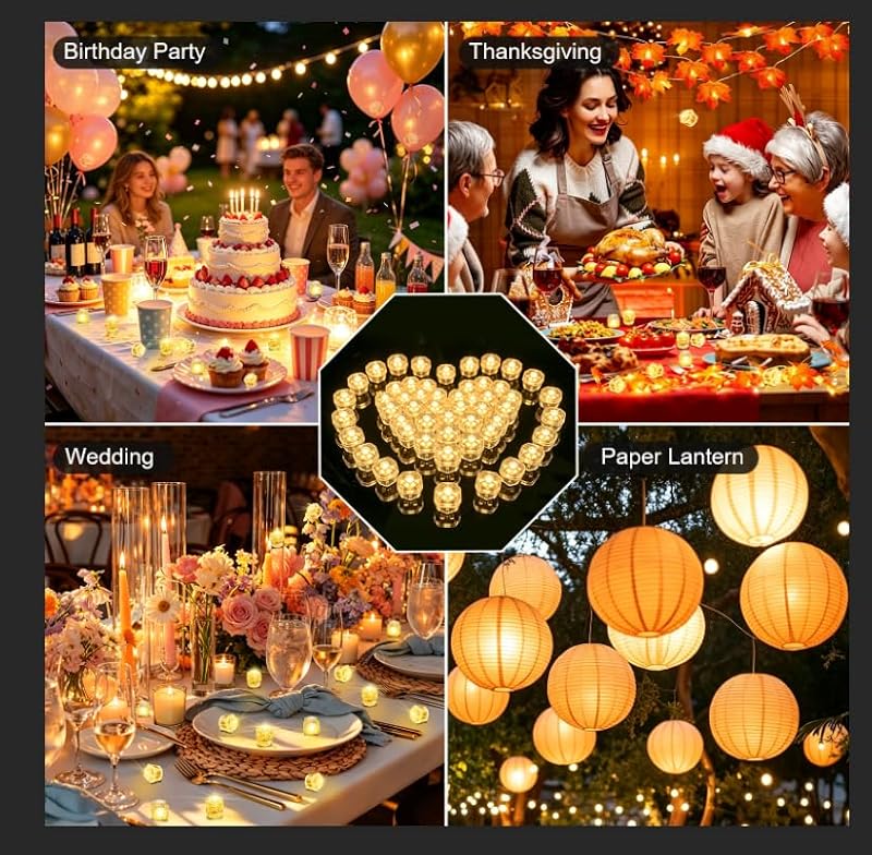 Mini LED Flashing Diamond Lights - Warm White Party Decor 48pcs