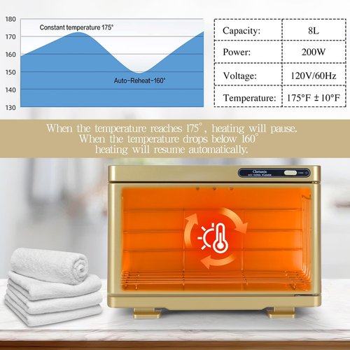Towel Warmer,Towel Steamer for Facial, Professional Spa Hot Towel Warmer 8L, Towel Warmer Cabinet, Towel Cabinet for Facial Caddy for Salon,Spa, Massage Use(Gold)