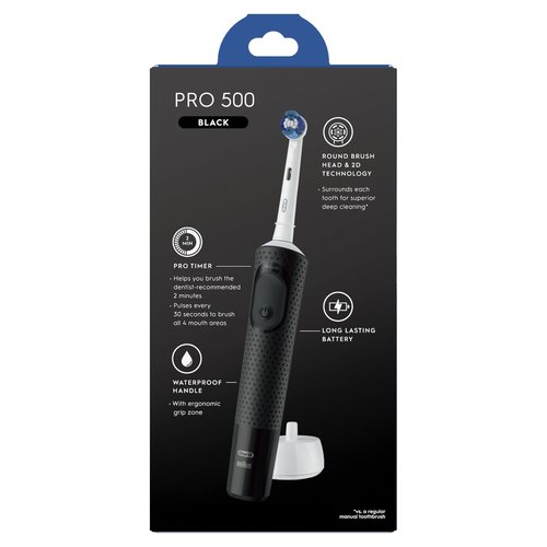 Oral-B Pro 500 Electric Toothbrush with (1) Brush Head, Rechargeable, Black