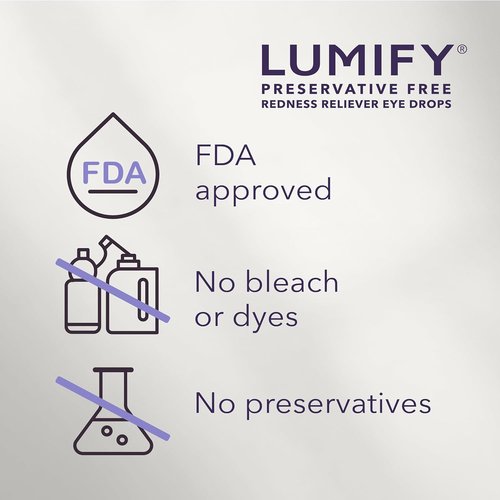 LUMIFY Eye Drops - Preservative-Free Redness Reliever for Sensitive Eyes | 20 Single-Use Vials, Works in 1 Minute
