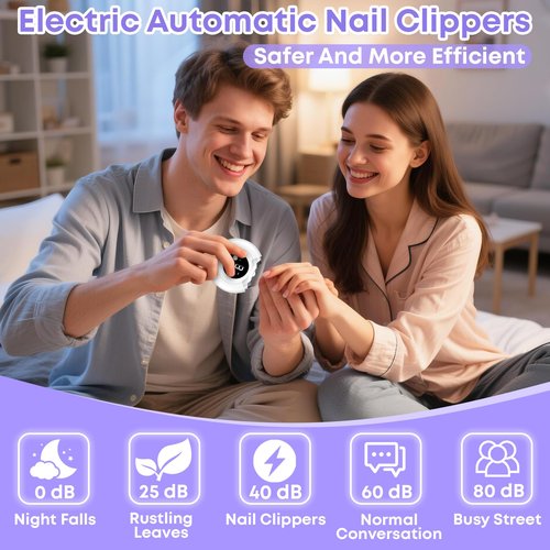 3-in-1 Electric Nail Clipper for Adults & Seniors, 3 Speeds Automatic Nail Clipper & Trimmer with LED Light 360° Rotating Fingernail Clipper with Polisher Rechargeable Electric Nail File