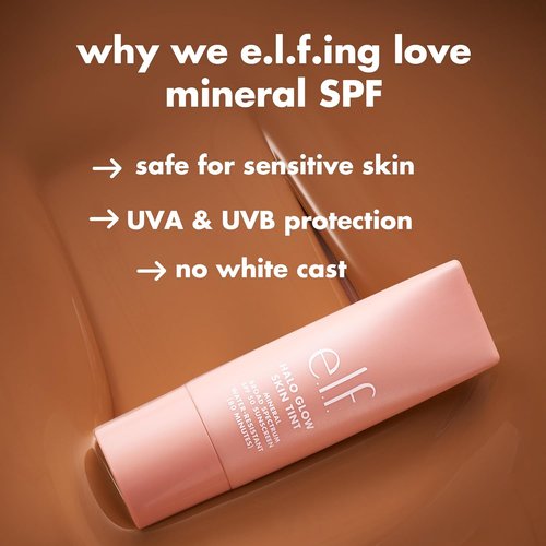 e.l.f. Halo Glow Skin Tint SPF 50 - Tinted Moisturizer for Light, Buildable Coverage | Vegan & Cruelty-Free, 9 Medium Cool