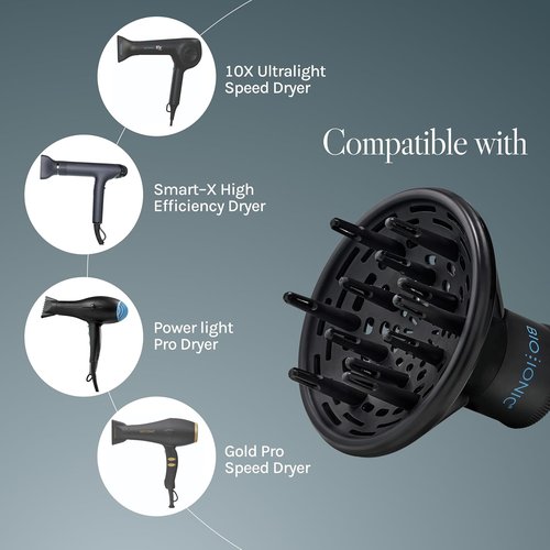 Bio Ionic Universal Diffuser - Fast-Drying Hair Dryer Attachment for Frizz Control - Fits 2.25" Blow Dryers | Professional Tool for All Hair Types