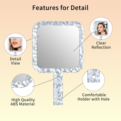 Famihomii Handheld Mirror with 1X/7X Magnification, Dual-Sided Magnification Hand Mirror, Hand Mirror with Handle, 10" x 6.1", Lightweight & Durable, Portable & Hangable for Makeup, Shaving - Clear