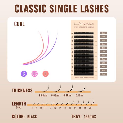 Classic Volume Lash Extension, 0.15 D Curl 8-15mm Mixed Eyelash Extension Lash Trays, Super Matt Black Individual Lash Extensions for Professional Salon Use