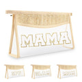 Iqimott Clear Patch Makeup Letter Bag, Boho Letter Bag for Beach Swim, Waterproof Zipper Make up Bags Toiletry Pouch for Women Girls, Clear Letters Patch Cosmetic Bags for Travel(Mama, Beige)