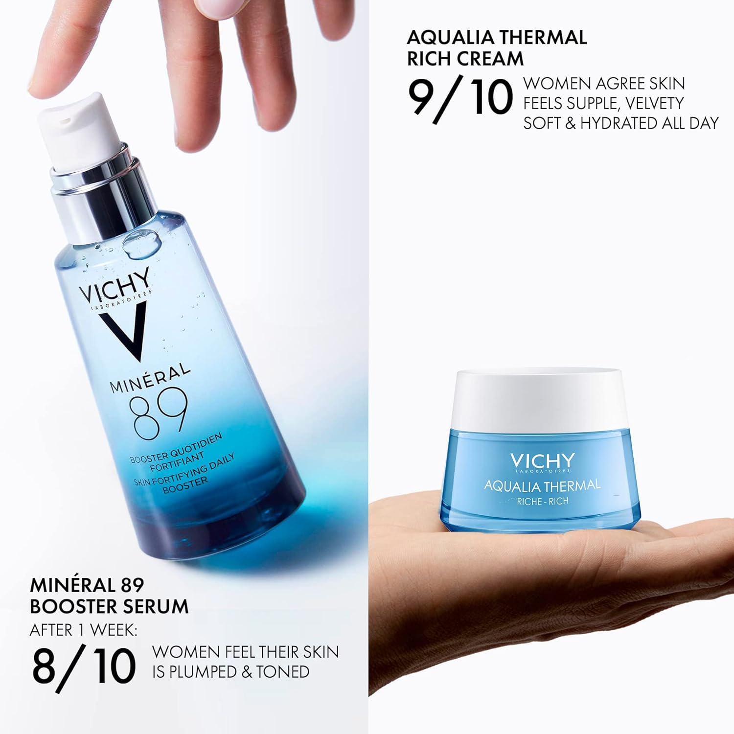 Vichy Aqualia Thermal Facial Moisturizer - Hydrating Cream with Natural Hyaluronic Acid for Dry, Sensitive Skin