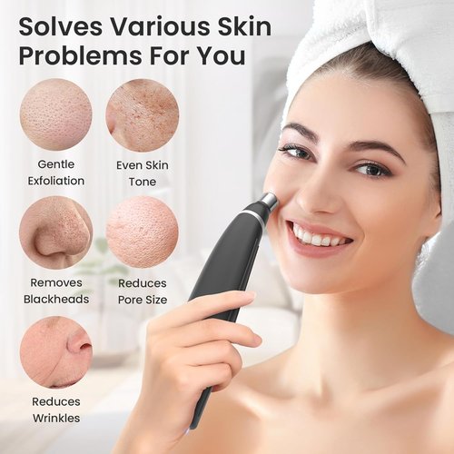 UNOISETION Diamond Microdermabrasion Machine - Rechargeable Facial Tool with 12 Tips for Home & Travel