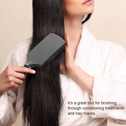 FIXBODY Paddle Brush - Large Cushion Smoothing Detangling Brush for Long Thick Hair | Black Matte