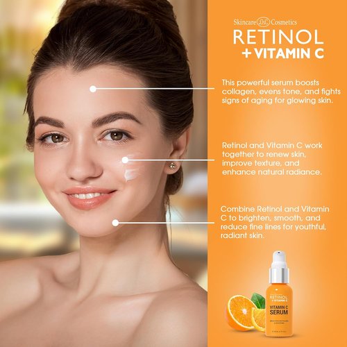 LIVAURA Retinol + Vitamin C Face Serum - Anti-Aging Formula for Even Skin Tone & Radiance - 1 FL. Oz