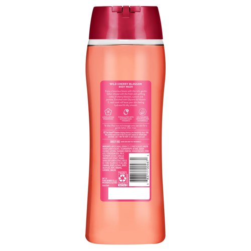 Suave Moisturizing Body Wash, with Wild Cherry Blossom and Vitamin E Extract, No Parabens, No Phtahaltes, 18 Oz Pack of 6