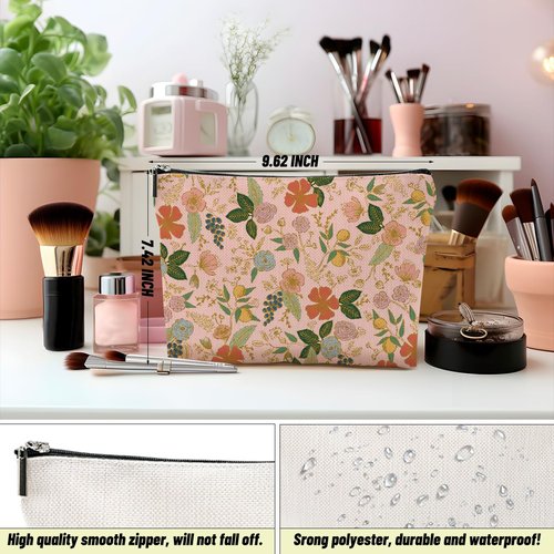 CSHVJ 4PCS Aesthetic Floral Makeup Bags for Women, Cute Flower Aesthetic Cosmetic Bag, Coquette Travel Toiletry Bag, Portable Zipper Pouch Cosmetics Pouch Gifts for Women Girls Friends