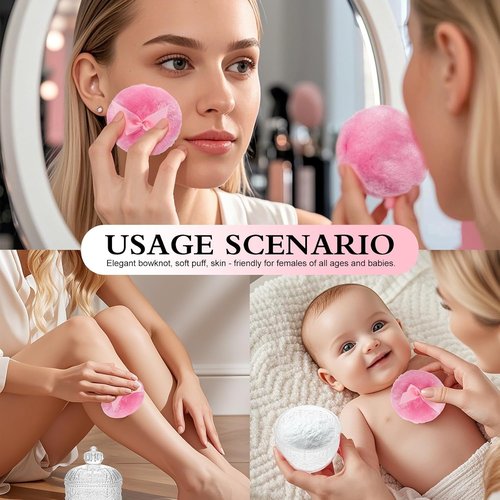 Large Body Powder Puff and Container - Crown Dusting Powder Container with Puff, Crystal Decorative Jar for Women Soft Washable Reusable Velour Face Body Glitter Wet Dry Makeup