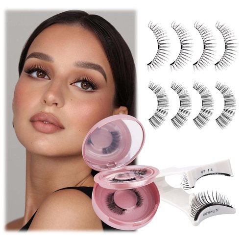 FADLASH Magnetic Eyelashes with Applicator Natural Look Magnetic Lashes Reusable 2 Pairs False Eyelashes Kit Easy to Wear and Remove (806+B7)