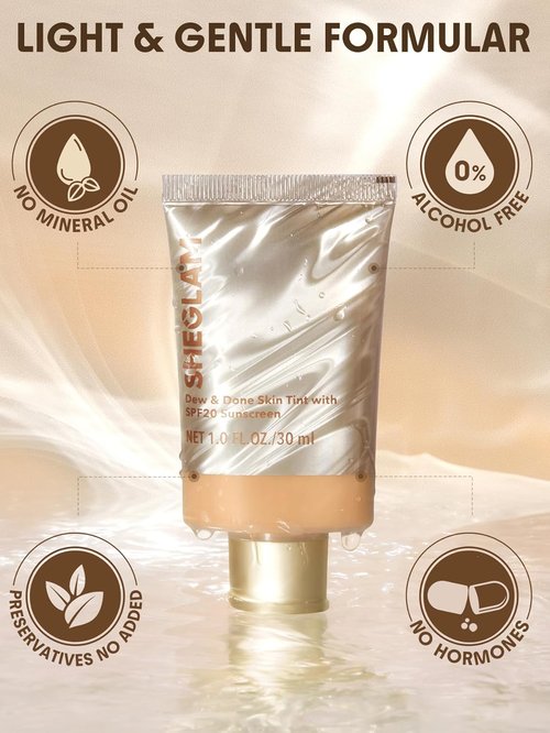 SheGlam Dew & Done Skin Tint - SPF 20 Light-Medium Coverage Foundation for Even Skin Tone | Bamboo