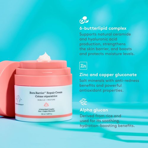Drunk Elephant Bora Barrier Repair Cream - Ultra-Rich Moisturizer for Sensitive Skin - 1.69 oz