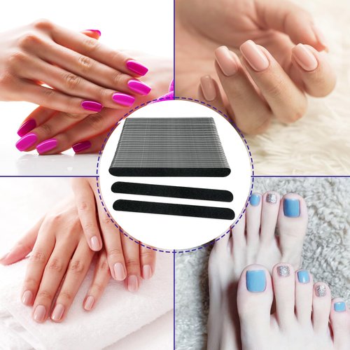 Emery Board Nail Files (50 Pack), 100/180 Grit Wooden Nail File for Natural Nails, 7 Inches Emory Filers Manicure Tool Set Disposable Nail File for Home Salon Black
