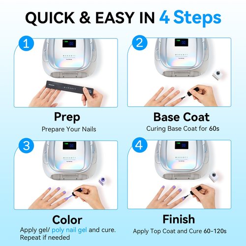 Makartt UV Nail Lamp – 30W Fast Curing UV Light with Handle Rechargeable Cordless Nail Dryer for Gel Nail Polish with 45 Beads Dual Lights 4 Timers LCD Smart Sensor for Nail Art Design(Plating Silver)