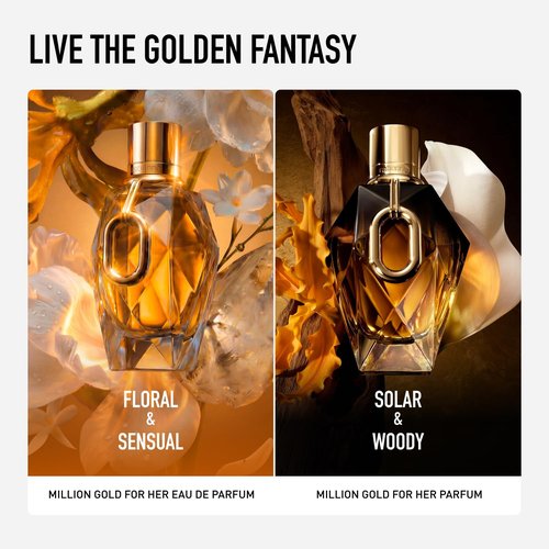 Rabanne Million Gold Eau de Parfum - Long-Lasting Refillable Women's Perfume with Sparkling Rose & White Flowers