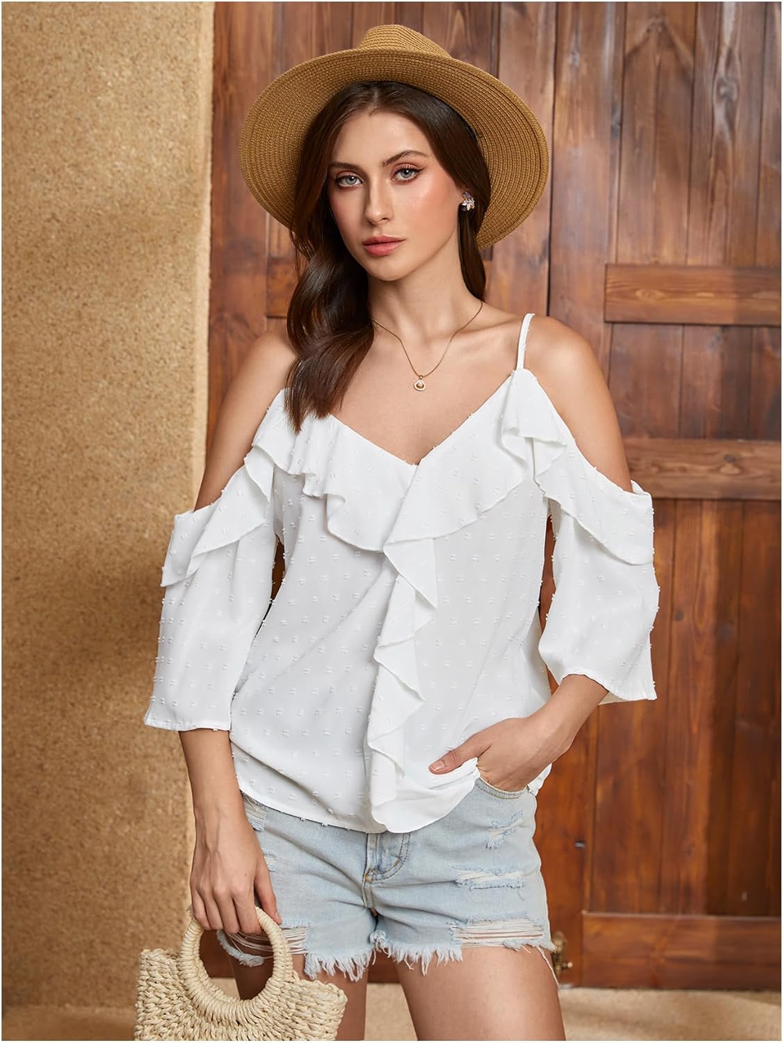 SweatyRocks Off Shoulder Blouse - Casual Ruffle Top for Fall Outfits | Loose Fit, Stylish Design