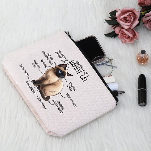 G2TUP Siamese Cat Anatomy Makeup Bag - Cat Lover Gift (Anatomy MB)