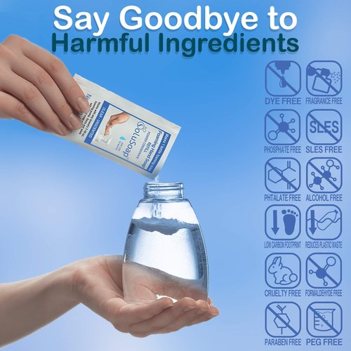 SoluSoap Unscented Makes 10 bottles of Premium Foaming Hand Soap, Fragrance Free, Quick Dissolve, Immediate Use Foaming Hand Soap Refills, Powder Concentrate. Use 99% less Plastic